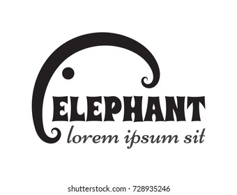 Simple outline elephant sign or emblem. Icon concept for zoos or wildlife. Logo and identity business design template. Vector illustration.