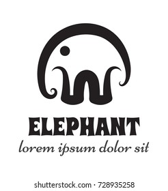 Simple outline elephant sign or emblem. Icon concept for zoos or wildlife. Logo and identity business design template. Vector illustration.