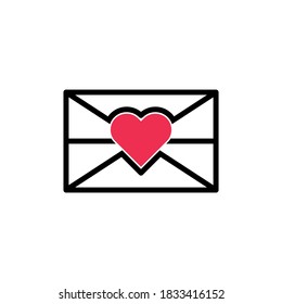 simple outline envelope love logo design