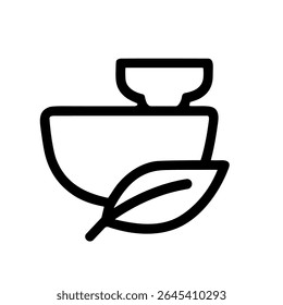 Simple Outline Essential Oil Diffuser with Leaf Aromatherapy Spa Icon