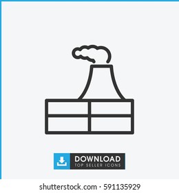Simple outline factory vector icon. On white background.