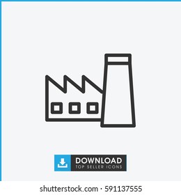 Simple outline factory vector icon. On white background.
