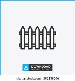Simple outline fence vector icon. On white background.