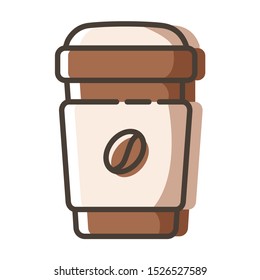 Simple outline filled icon - coffee, coffee brewing equipment, cup or mug with hot drinks  