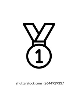 Simple Outline First Place Number One Medal Sport Achievement Icon