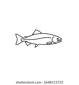 Simples Contorno de Peixe Ícone - Linha preta e branca Arte de um Peixe Genérico - Aquatic Animal Vetor para frutos do mar, Natureza, ou Conceitos de Pesca