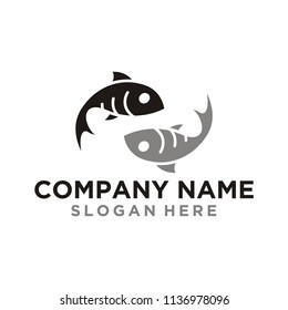 simple outline fish line art monoline logo template vector icon