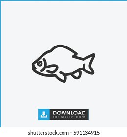 Simple outline fish vector icon. On white background.