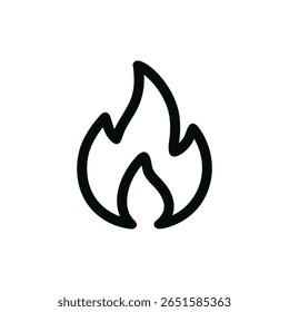 Simple Outline Flame Shape Graphic Element Fire Icon Illustration