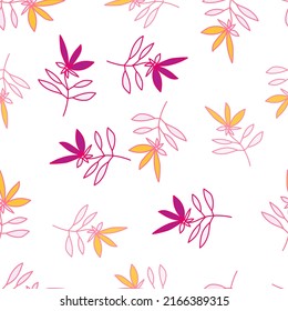 Simple outline flower seamless pattern. Cute floral backdrop. Beautiful plants endless wallpaper. Design for fabric, textile print, wrapping, cover. Vector illustration