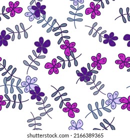 Simple outline flower seamless pattern. Floral wallpaper. Cute ditsy print. Creative plants endless wallpaper. Design for fabric, textile print, wrapping, cover. Vector illustration
