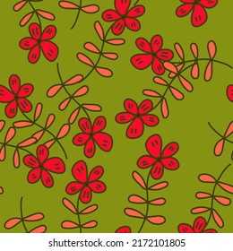 Flor de contorno simple sin fisuras. Papel de flores. Impresión de cutis. Plantas creativas y fondo de pantalla interminable. Diseño para tela, impresión textil, envoltura, cubierta. Ilustración del vector