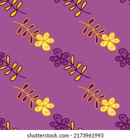Simple outline flower seamless pattern. Floral wallpaper. Cute ditsy print. Creative plants endless wallpaper. Design for fabric, textile print, wrapping, cover. Vector illustration