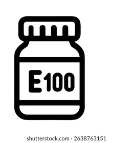 Simple Outline Food Additive Bottle E100 Chemical Substance Icon Illustration