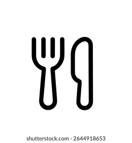 Simple Outline Food Sign Icon of Fork and Knife Restaurant Cutlery