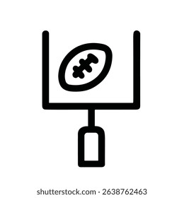 Simple Outline Football Goalpost with Ball Scoring Line Art Icon