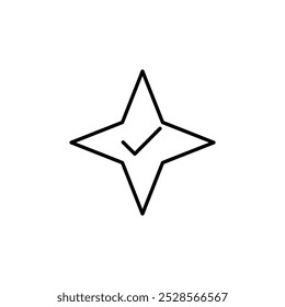O contorno simples de uma estrela de quatro pontas, representando brilho ou destaque.