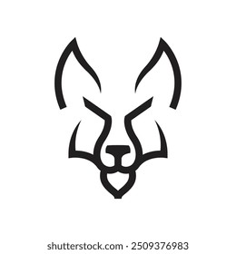 contorno simples do vetor de logotipo de face de uma raposa