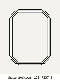 Simple outline frame. Abstract geometric frame in vintage style with editable stroke. Thin border with double stroke. Design element for poster. Linear vector illustration isolated on background