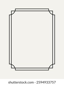 Simple outline frame. Abstract geometric frame with editable stroke. Thin border with double stroke. Design element for printing. Linear vector illustration isolated on background