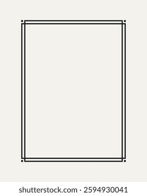 Simple outline frame. Border with double stroke. Decorative geometric frame with editable stroke. Design element for invitations and certificates. Linear vector illustration isolated on background