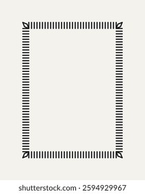 Simple outline frame. Cute vertical frame with editable strokes in vintage style. Thin border with double stroke. Design element for poster edges. Linear vector illustration isolated on background