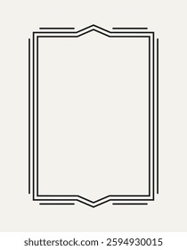 Simple outline frame. Thin border with double stroke. Design element for wedding invitation. Geometric frame with corners and editable stroke. Linear vector illustration isolated on background