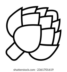 Simple outline of fresh artichoke vector icon. Black line drawing or cartoon illustration of ripe vegetable isolated on white background. Healthy food, harvest, agriculture concept