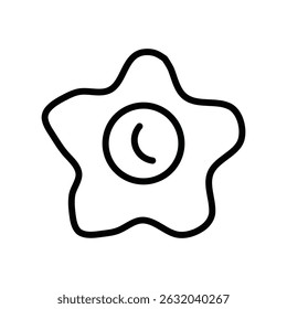 Simple outline of a fried egg, a common breakfast food and ingredient, clean line art illustration for food and culinary themes