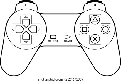 Simple outline game controller icon. Linear joystick sign, cable gamepad for game console with editable. Video game device. Vector icon, sign, symbol for Interface and Motion graphic