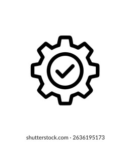 Diseño simple del icono del proceso del mecanismo de configuración de la marca de verificación del engranaje de contorno