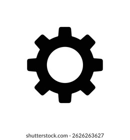Simple Outline of a Gear Icon with Solid Black Fill