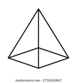 Einfacher Umriss einer geometrischen Pyramide mit quadratischer Grundfläche