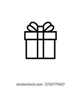 Esquema simple de una caja de regalo con un lazo decorativo en la parte superior