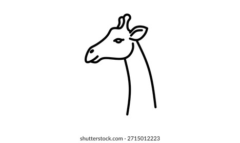 Simple Outline Giraffe Head Profile Minimalist Design Wildlife Animal Illustration