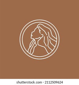 simple outline girl theme logo
