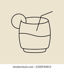 Simple Outline Glass Icon Design. Cocktail Glass Icon Design. Minimalist Design.