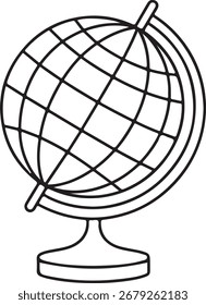 Simple outline globe on stand for education and travel concepts
