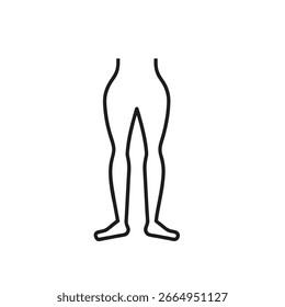 Un gráfico de contorno simple de una pierna humana presentada como un icono, aislado sobre un fondo blanco limpio.