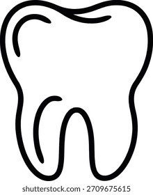 Gráfico de contorno simples de um dente humano para conceitos de cuidados dentários.