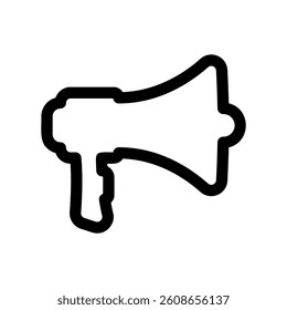 Simple outline graphic of a megaphone used for amplifying voice icon