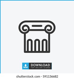 Simple outline Greek column vector icon. On white background.