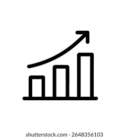 Simple Outline Growing Bar Chart Diagram Arrow Upward Icon