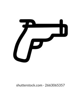 Forma simple del arma del contorno aislada en el icono blanco del arma del fondo