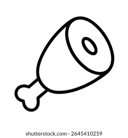 Simple Outline Ham Leg Meat Slice Minimalist Line Art Icon
