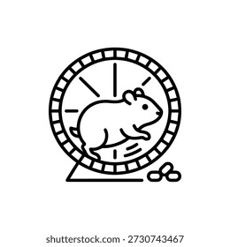 Simple Outline Hamster Wheel Activity Circle Line Art Illustration