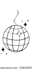 Simple Outline Hand Drawn Disco Ball Doodle Illustration