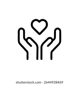 Simple Outline Hand Drawn Hands Holding Heart Gesture Graphic Icon