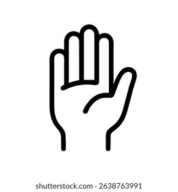 Simple Outline Hand Gesture Open Palm Showing Stop Sign Icon