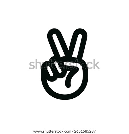 Simple Outline Hand Gesture of Peace Sign Symbol Icon Design